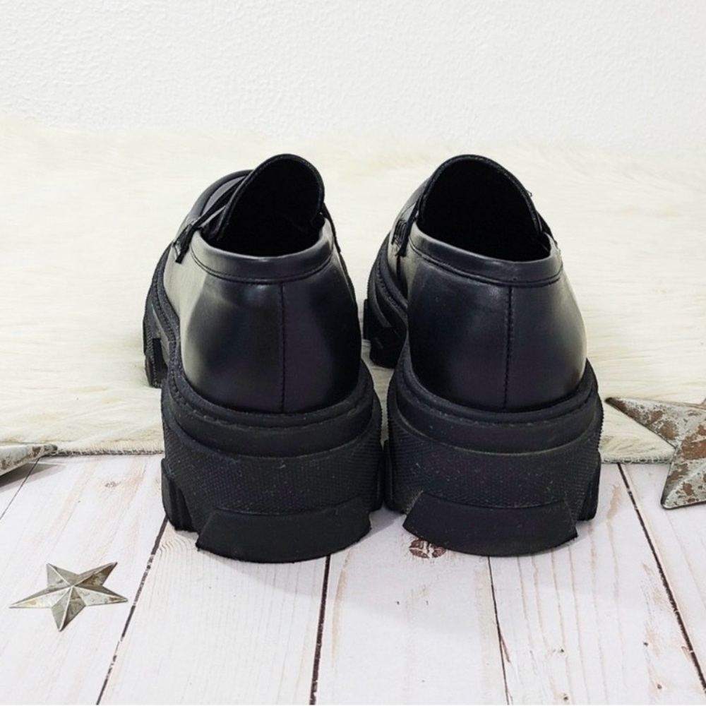 Alohas Trailblazer Chunky Loafers Black leather lug sole size 38 - Picture 4 of 6